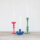 Cast Iron Taper Holder with Balls - Fuchsia