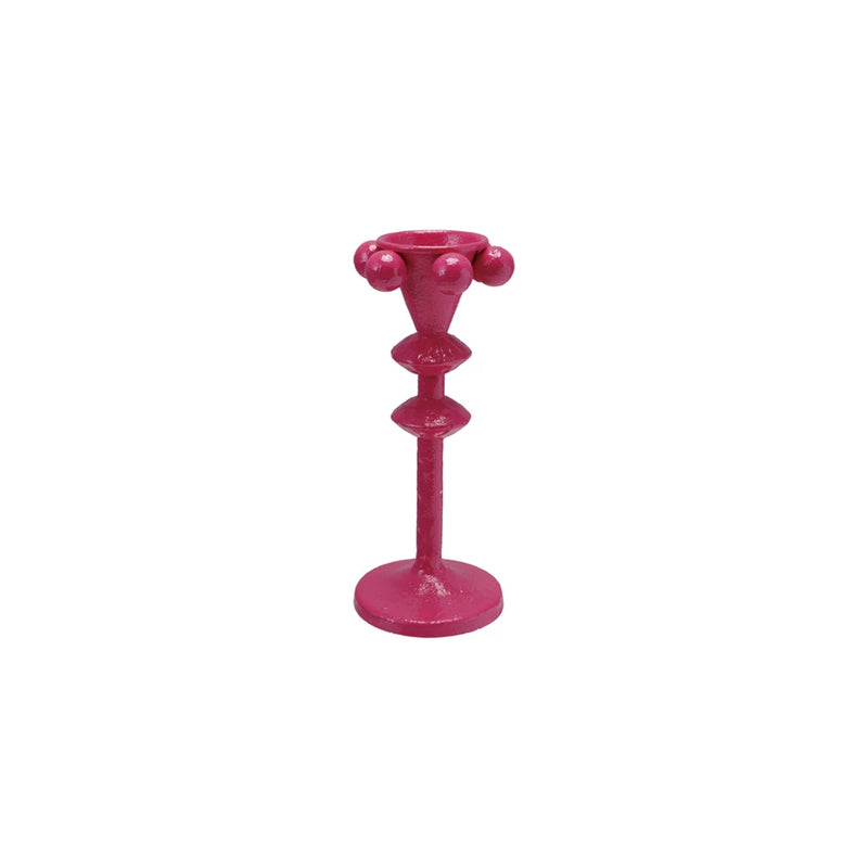Cast Iron Taper Holder with Balls - Fuchsia