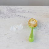Enameled Aluminum Scoop with Ribbed Handle, Gold Finish & Green