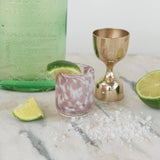 Hand-Blown Confetti Shot Glass - Lavender & White