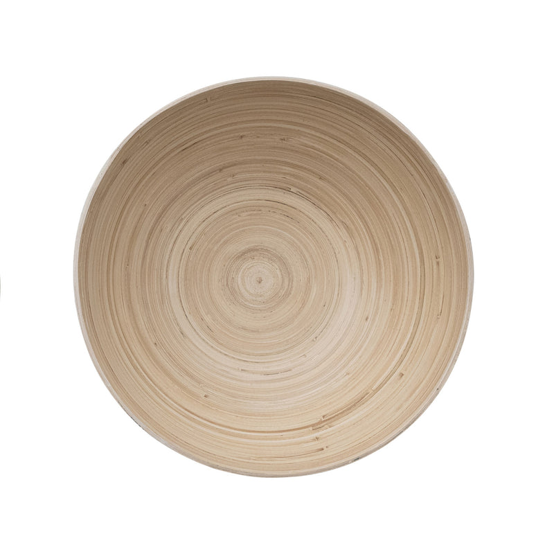 Bamboo Footed Bowl w/ Natural Finish Inside - Matte Blue
