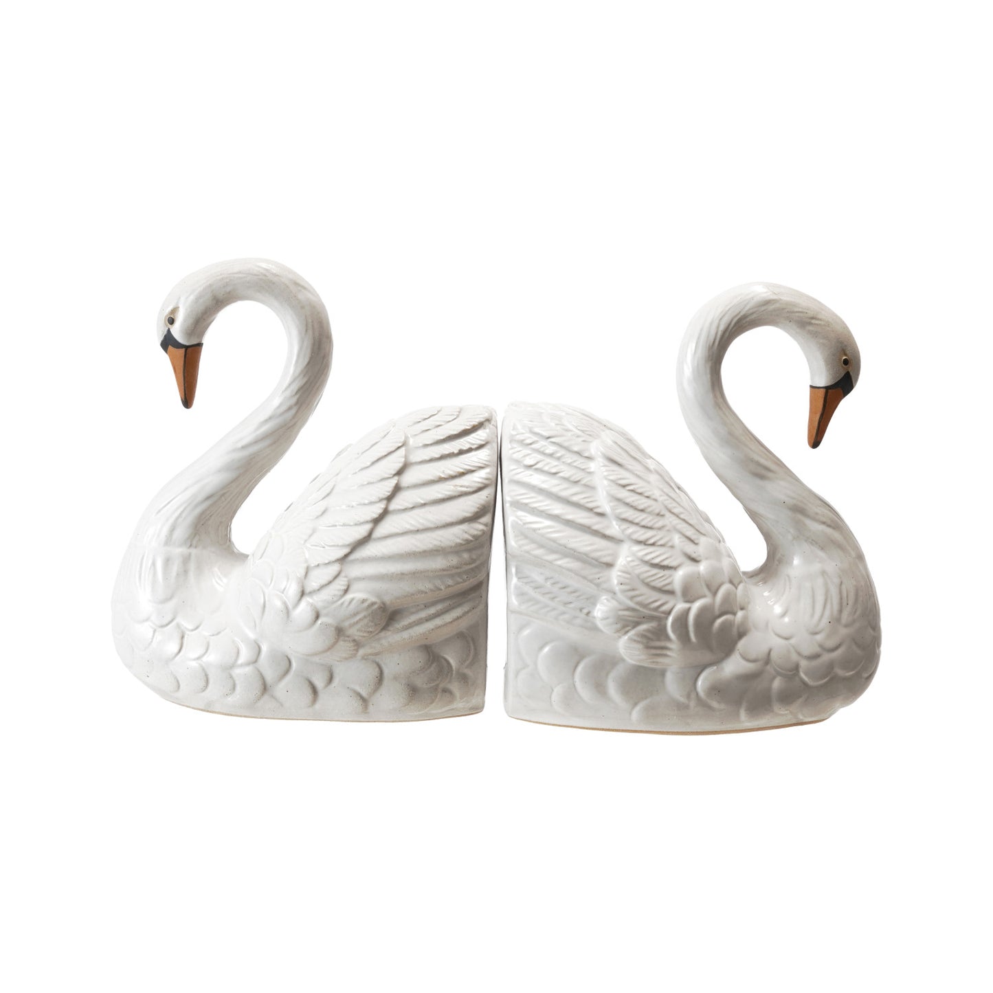 Stoneware Swan Shaped Bookends - Set of 2