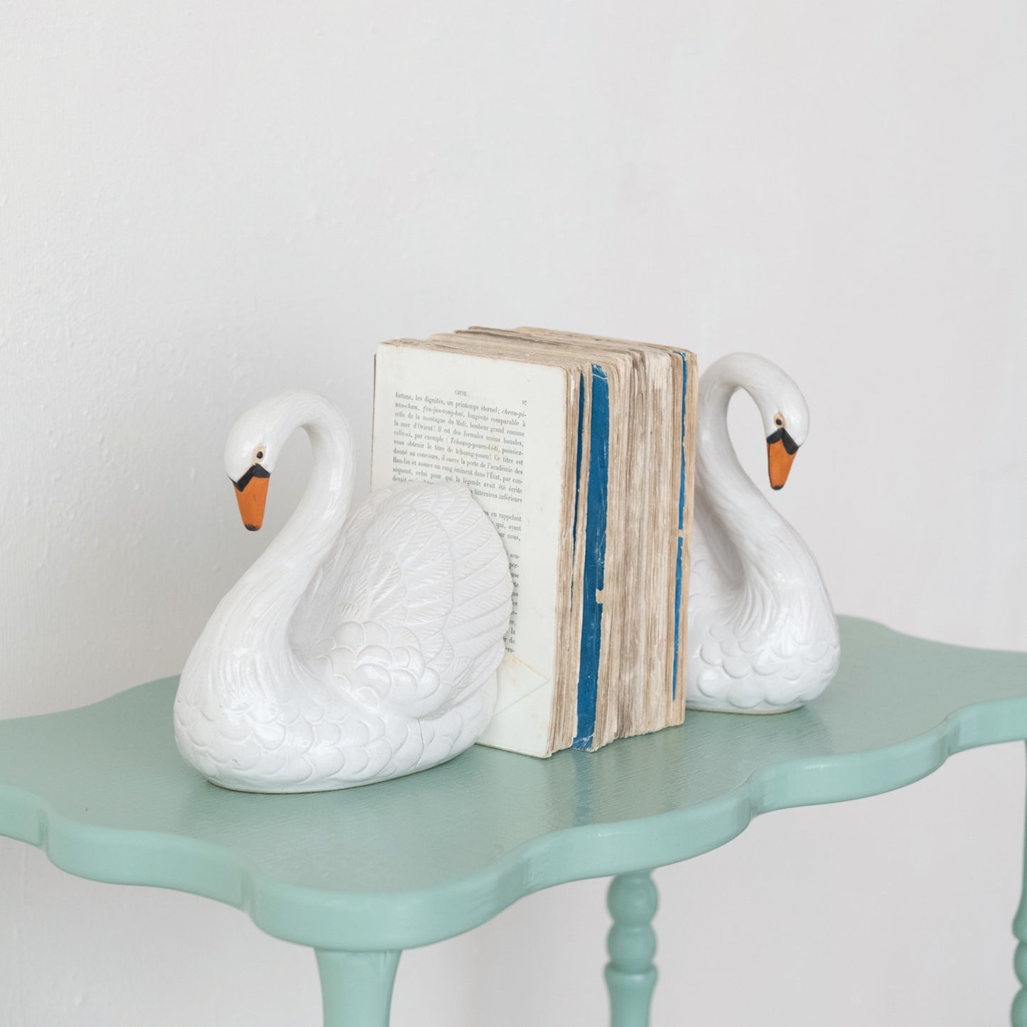 Stoneware Swan Shaped Bookends - Set of 2