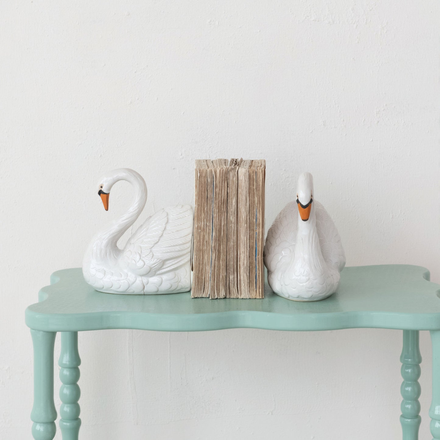 Stoneware Swan Shaped Bookends - Set of 2