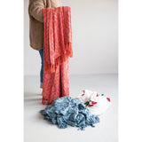 Cotton Knit Throw w/ Cherries - Natural, Red & Green