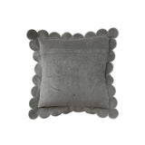 Square Cotton Velvet Pillow w/ Scalloped Flange & Stitched Edge - Green