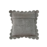 Square Cotton Velvet Pillow w/ Scalloped Flange & Stitched Edge - Green