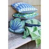 Woven Fabric Indoor/Outdoor Throw w/ Pattern & Fringe - Green
