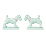 Metal Dog Shaped Bookends w/ Pink Collar - Set of 2