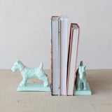 Metal Dog Shaped Bookends w/ Pink Collar - Set of 2