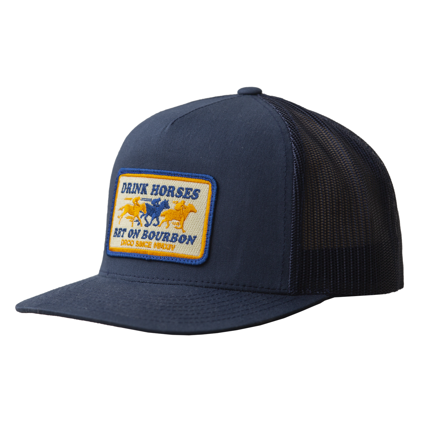 Drink Horses Bet on Bourbon Trucker Hat Navy
