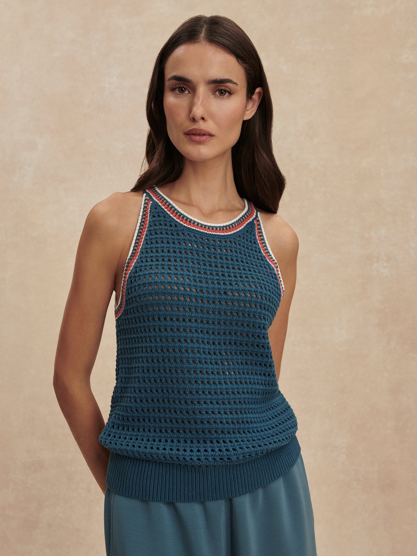 Varley - Aberg Halter Knit Top - Heron Blue