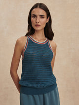 Varley - Aberg Halter Knit Top - Heron Blue
