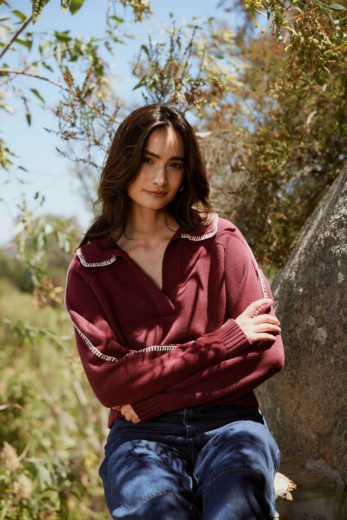 Cleobella - Elly Sweater - Zinfandel  / Ivory