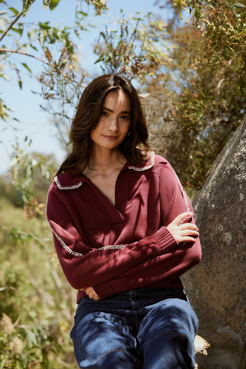 Cleobella - Elly Sweater - Zinfandel  / Ivory