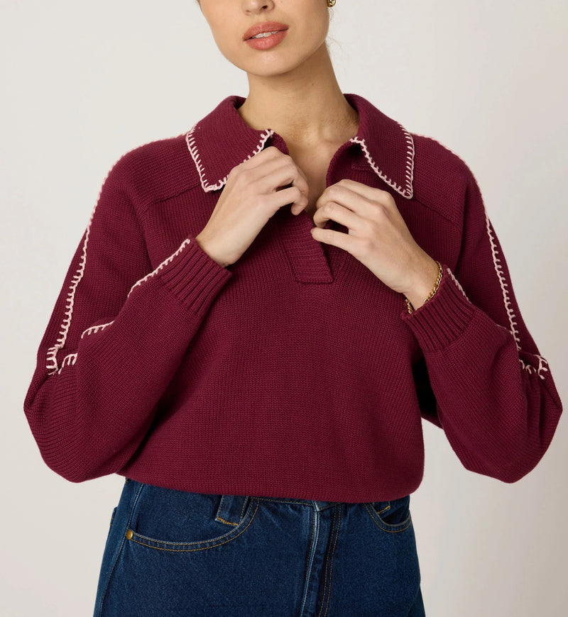 Cleobella - Elly Sweater - Zinfandel  / Ivory