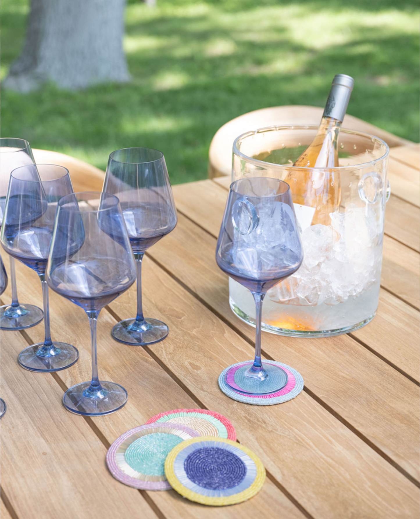 Textured Stemmed Stylish and Unique Wine Glasses Blue Set of 6, Cocktail  Glasses