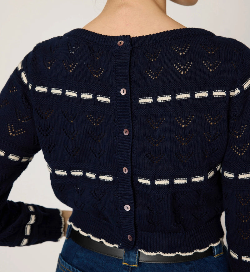 Cleobella - Estrella Sweater - Dark Blue / Ivory