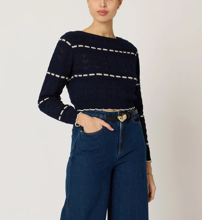 Cleobella - Estrella Sweater - Dark Blue / Ivory