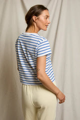 PerfectWhiteTee - Everett Stripe Jersey Striped Short Sleeve Tee - Cobalt Stripe