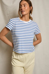 PerfectWhiteTee - Everett Stripe Jersey Striped Short Sleeve Tee - Cobalt Stripe
