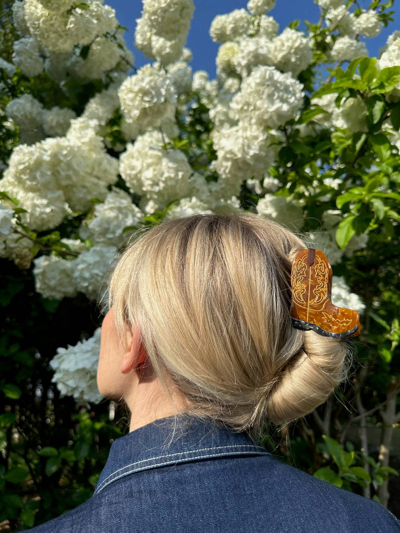 Solar Eclipse - Hand-Painted Western Cowboy Boot Claw Hair Clip | Eco