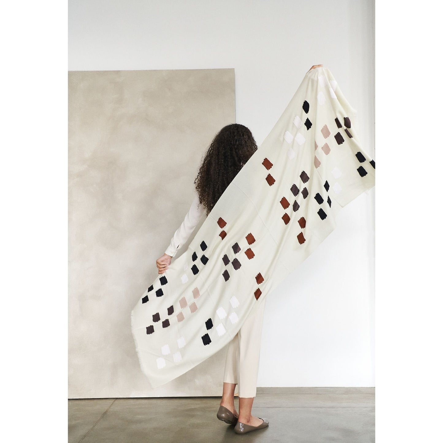 Dahlia Hand Embroidered Hand Woven Scarf