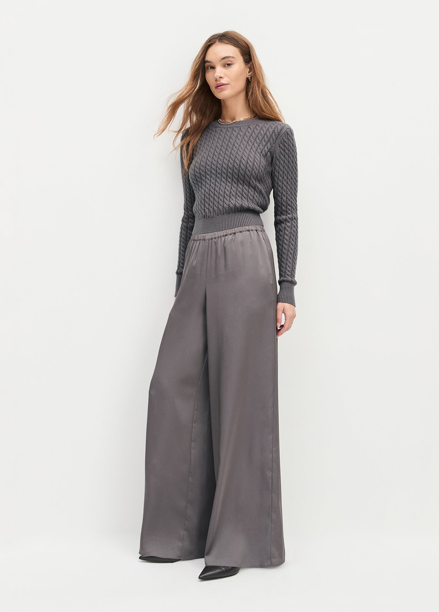 Favorite Daughter - The Effortless Wide Leg Pant - Grey Shadow