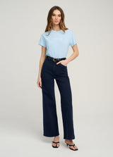 Favorite Daughter - The Cropped Varsity Tee - Sea Blue