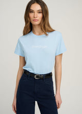 Favorite Daughter - The Cropped Varsity Tee - Sea Blue