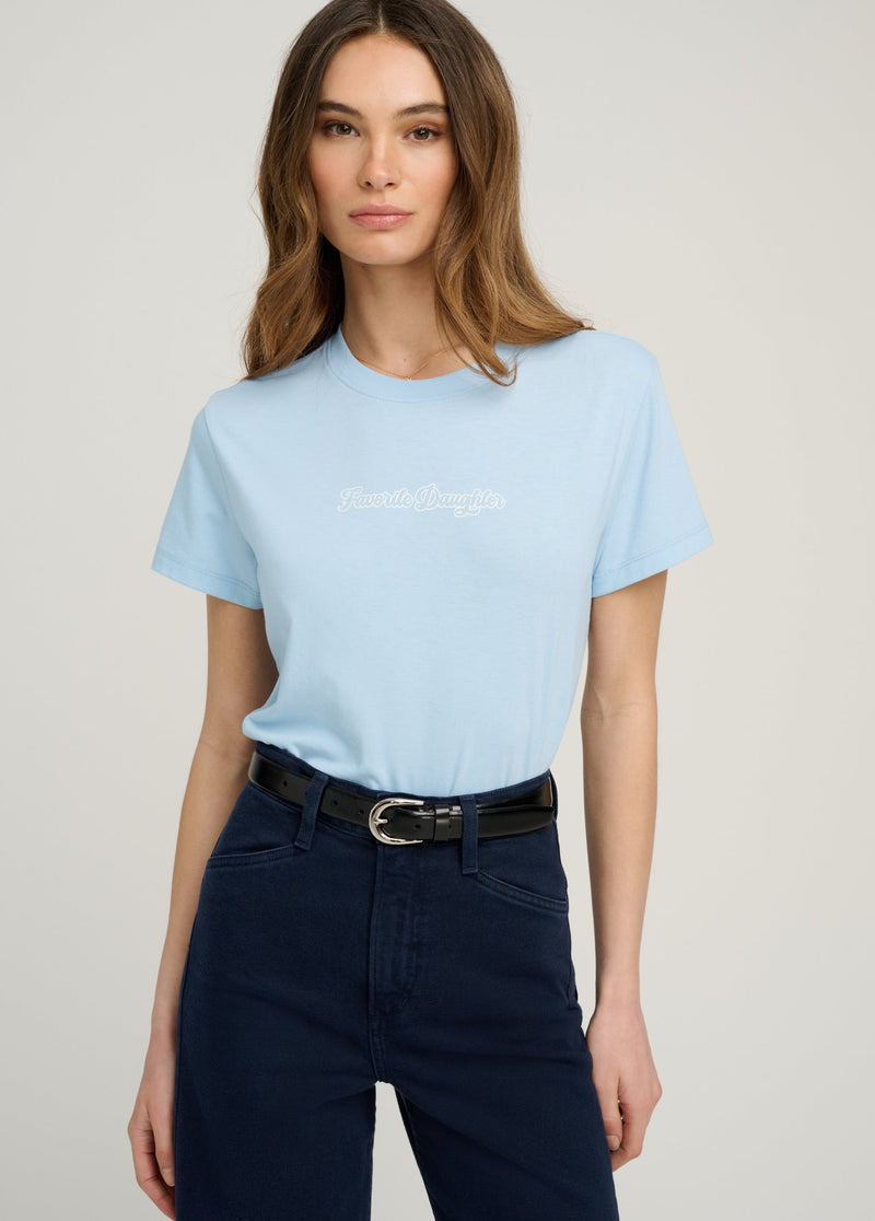 Favorite Daughter - The Cropped Varsity Tee - Sea Blue