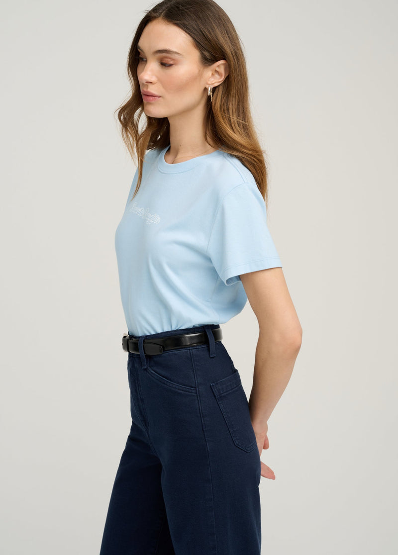 Favorite Daughter - The Cropped Varsity Tee - Sea Blue