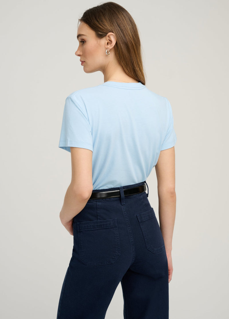 Favorite Daughter - The Cropped Varsity Tee - Sea Blue