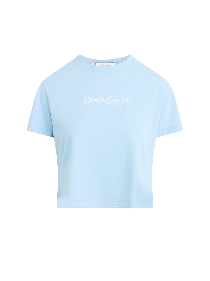 Favorite Daughter - The Cropped Varsity Tee - Sea Blue