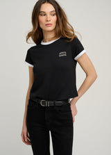 Favorite Daughter - The Cropped Favorite Daughter Ringer Tee - Black Off White