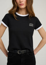 Favorite Daughter - The Cropped Favorite Daughter Ringer Tee - Black Off White