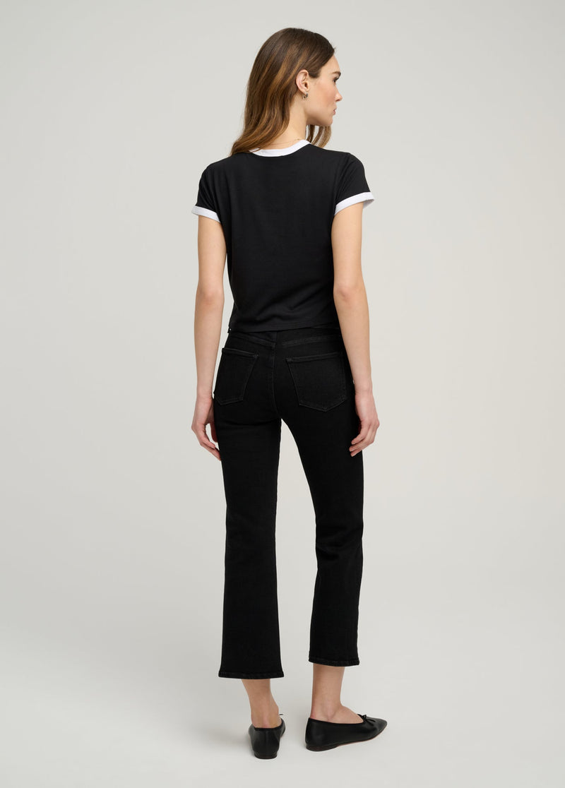Favorite Daughter - The Cropped Favorite Daughter Ringer Tee - Black Off White