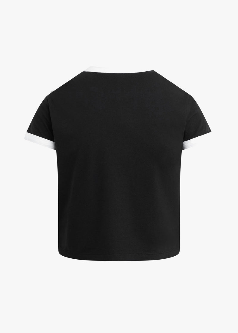 Favorite Daughter - The Cropped Favorite Daughter Ringer Tee - Black Off White