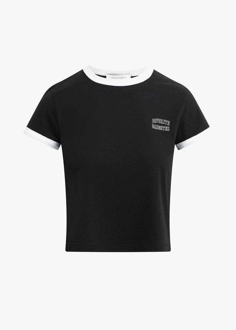 Favorite Daughter - The Cropped Favorite Daughter Ringer Tee - Black Off White