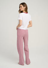 Favorite Daughter - The Cropped Signature Chest Logo Tee - Off White Raspberry