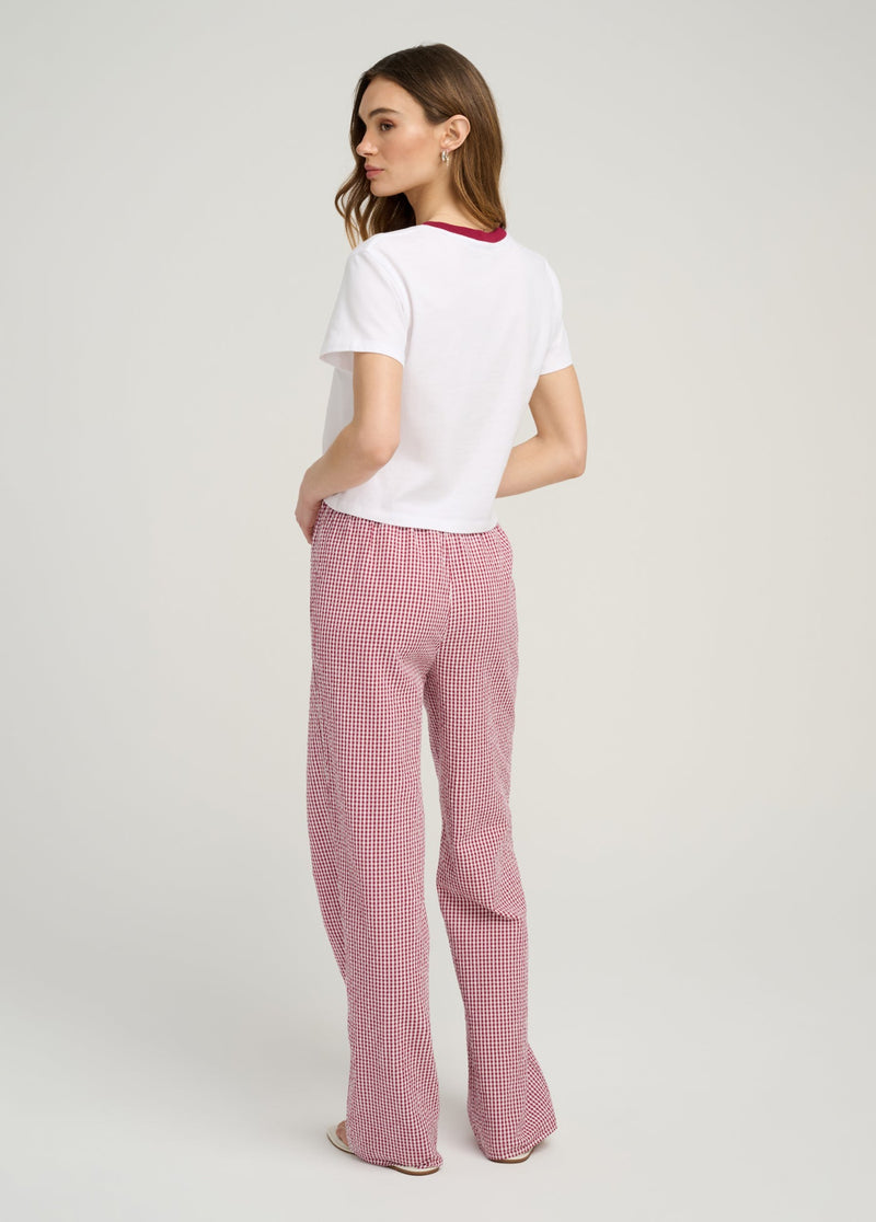 Favorite Daughter - The Cropped Signature Chest Logo Tee - Off White Raspberry