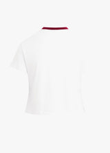 Favorite Daughter - The Cropped Signature Chest Logo Tee - Off White Raspberry