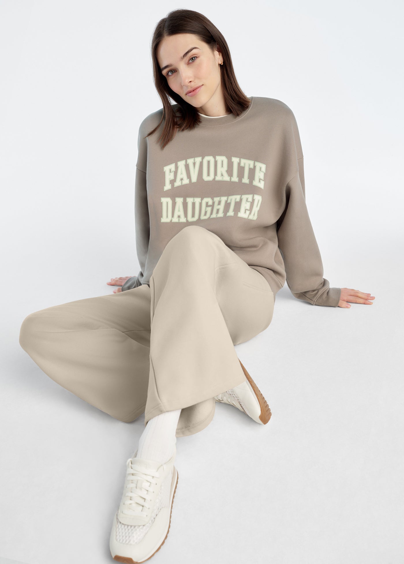 Favorite Daughter - The Collegiate Sweatshirt - Soft Taupe Gardenia