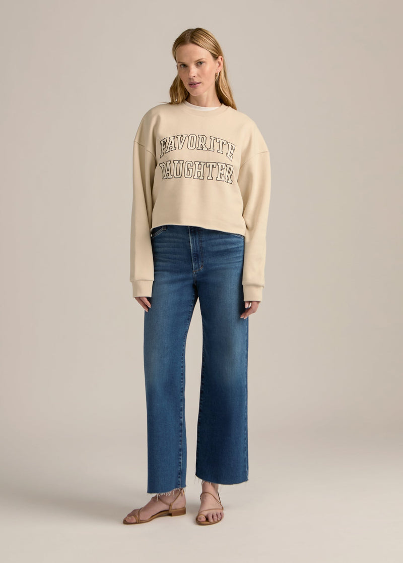 Favorite Daughter - The Cropped Collegiate Sweatshirt - French Oak Snow White