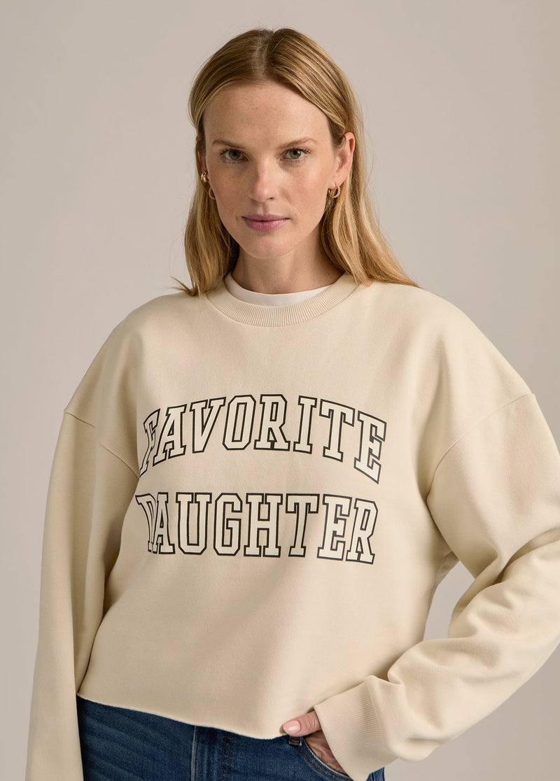 Favorite Daughter - The Cropped Collegiate Sweatshirt - French Oak Snow White