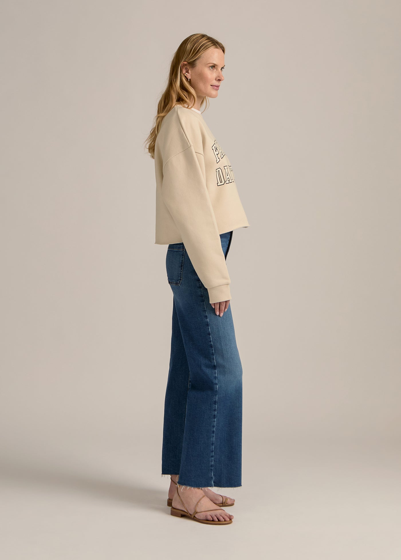 Favorite Daughter - The Cropped Collegiate Sweatshirt - French Oak Snow White