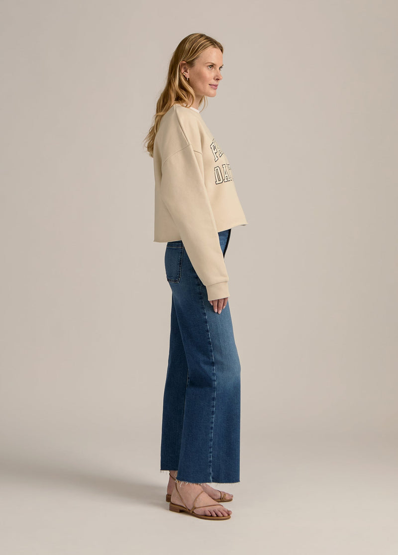 Favorite Daughter - The Cropped Collegiate Sweatshirt - French Oak Snow White