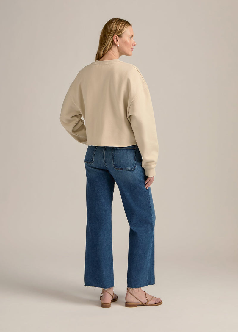 Favorite Daughter - The Cropped Collegiate Sweatshirt - French Oak Snow White
