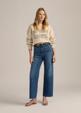 Favorite Daughter - The Cropped Collegiate Sweatshirt - French Oak Snow White