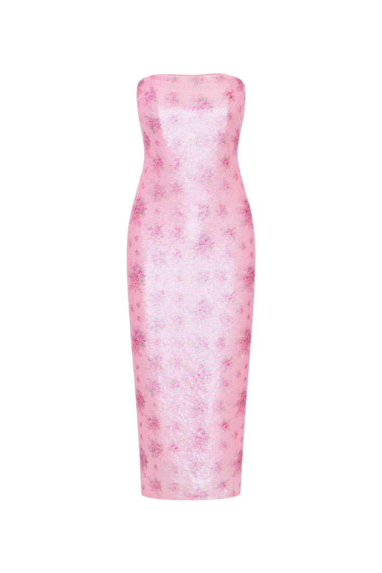 pink sequin midi dress LoveShackFancy - Stasia Sequin Midi Dress